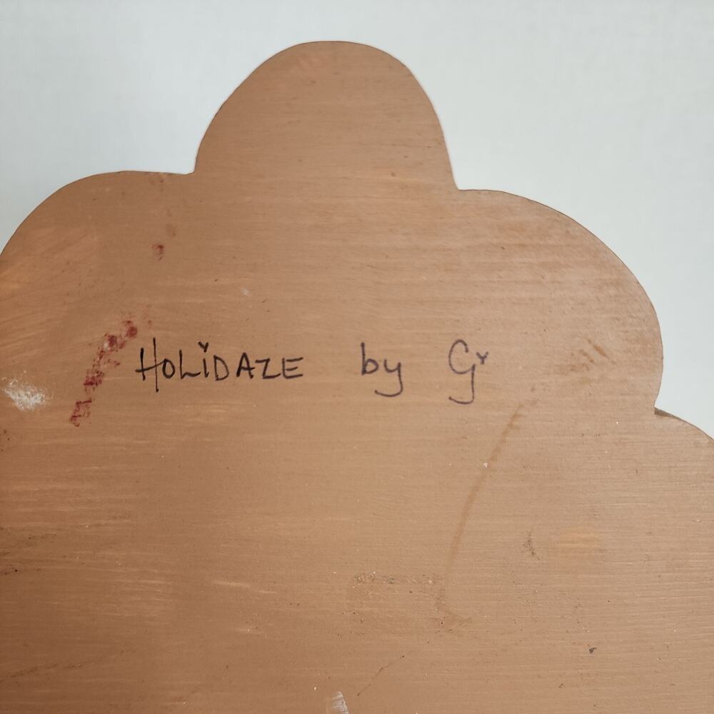 Vtg Hand Crafted Painted Wooden Folk Art Turkey-Hearts, Eat Ham Sign- Signed - Picture 15 of 16